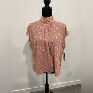 Mock neck pink blouse